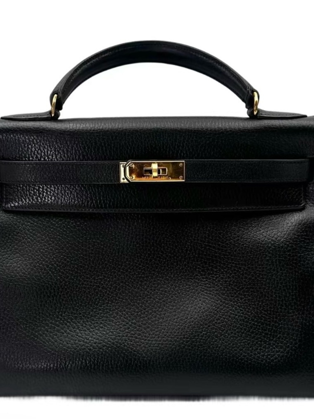 Hermès Kelly 32 Retourne Noir Ardennes GHW 1991 Authentic Vintage ⭐